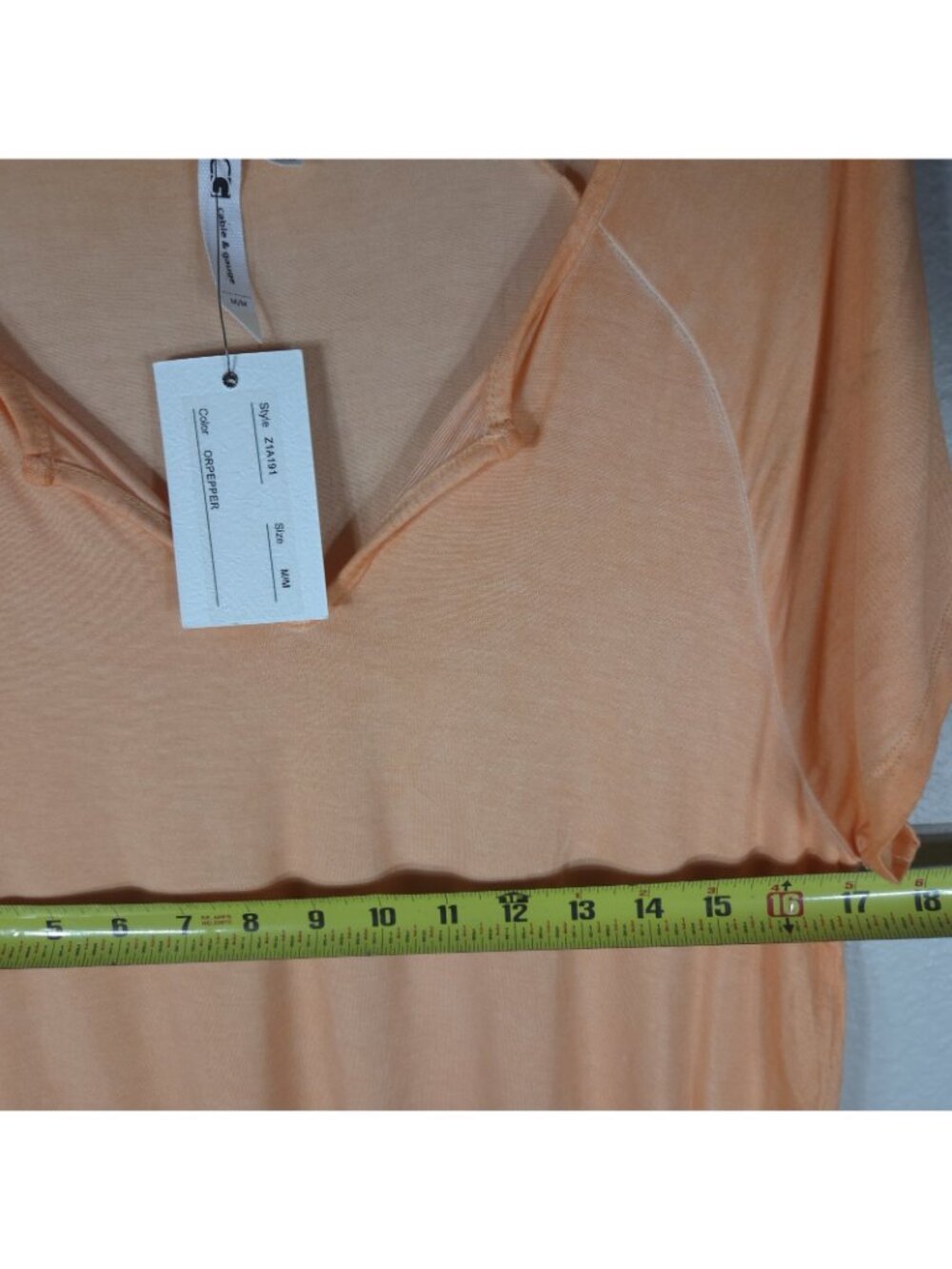 Cable & Gauge Oversized Top Blouse Orange Lightweight Size M V-Neck Short Sleeve - Picture 13 of 15